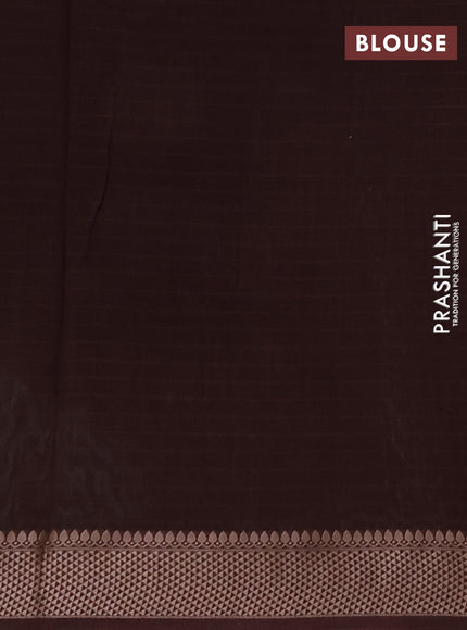 Maheshwari silk cotton saree coffee brown with butta block prints and thread woven border