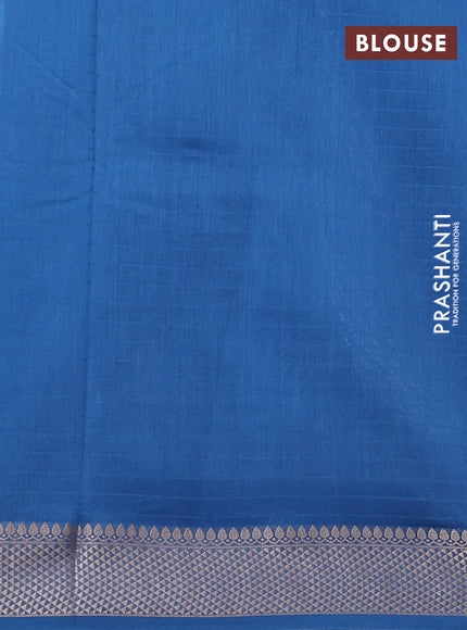 Maheshwari silk cotton saree cs blue with butta block prints and thread woven border