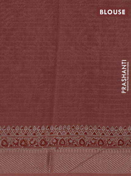 Maheshwari silk cotton saree pastel peach with allover butta block prints and thread woven border