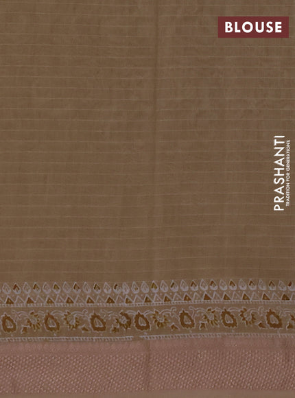 Maheshwari silk cotton saree beige with allover butta block prints and thread woven border