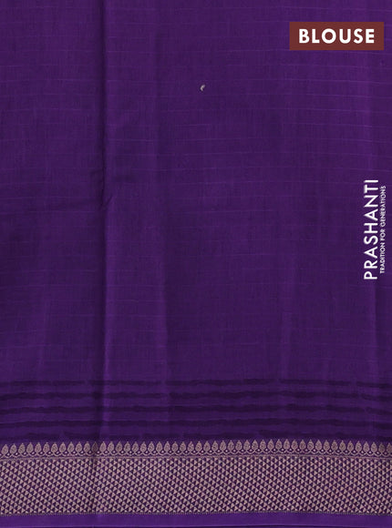 Maheshwari silk cotton saree violet with allover block prints and thread woven border