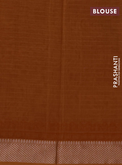 Maheshwari silk cotton saree dark mustard with allover block prints and thread woven border