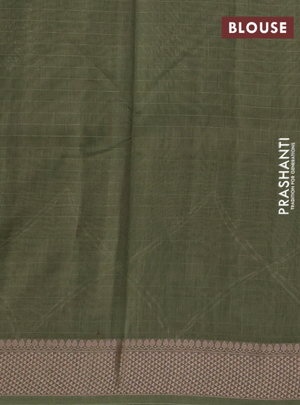 Maheshwari silk cotton saree pastel green with butta block prints and thread woven border