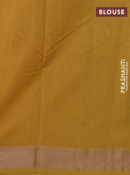 Maheshwari silk cotton saree yellow with butta block prints and thread woven border