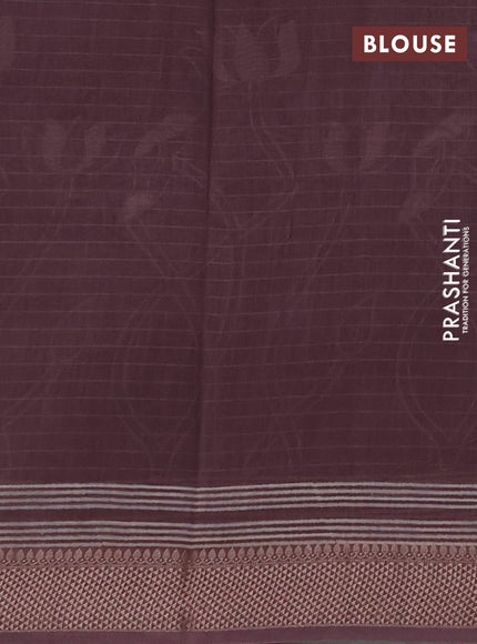 Maheshwari silk cotton saree rosy brown with butta block prints and thread woven border