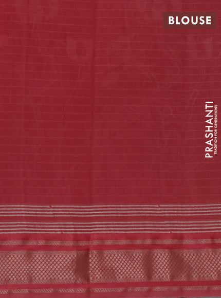 Maheshwari silk cotton saree dark peach with butta block prints and thread woven border