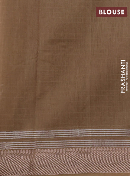 Maheshwari silk cotton saree olive green with butta block prints and thread woven border