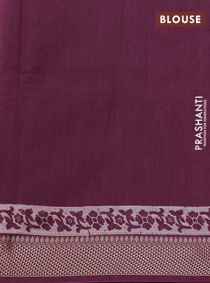 Maheshwari silk cotton saree beige and maroon with allover block prints and thread woven border