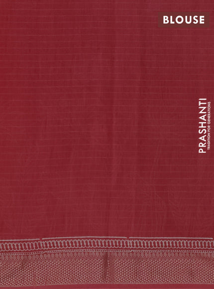Maheshwari silk cotton saree peach shade with butta block printa and thread woven border