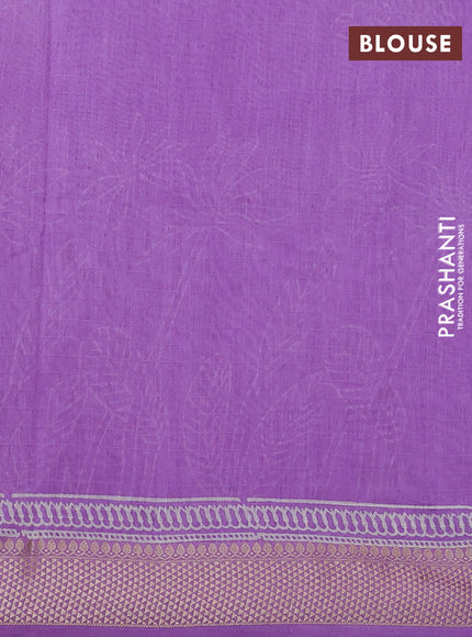 Maheshwari silk cotton saree lavender with butta block printa and thread woven border