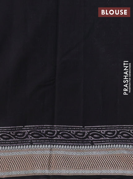 Maheshwari silk cotton saree black with allover butta block prints and thread woven border