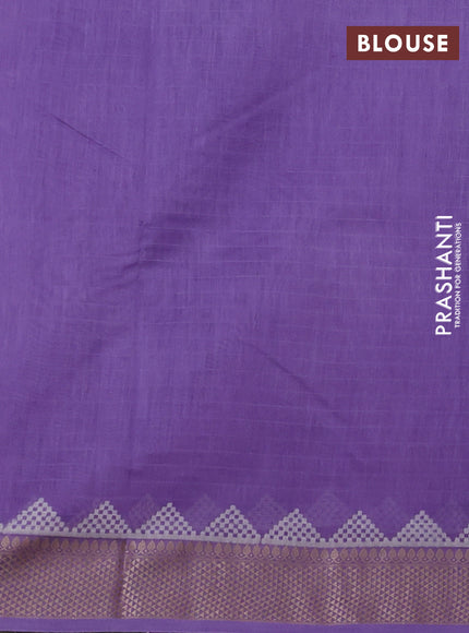 Maheshwari silk cotton saree lavender with allover block prints and thread woven border