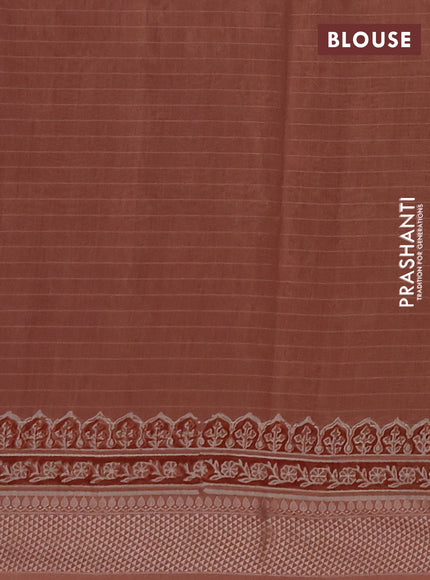 Maheshwari silk cotton saree pastel peach with allover butta block prints and thread woven border