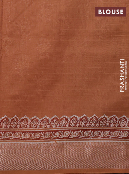 Maheshwari silk cotton saree rust shade with allover butta block prints and thread woven border