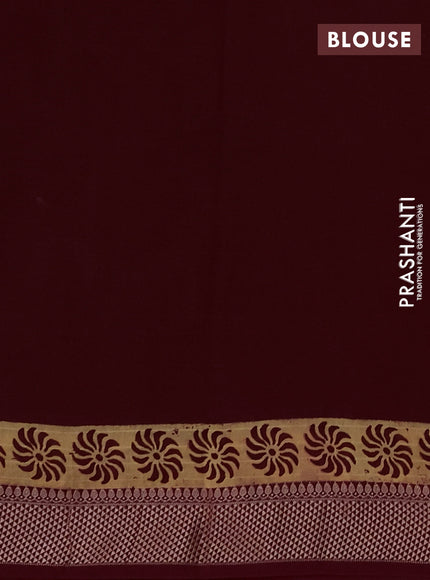 Maheshwari silk cotton saree maroon with allover block prints and thread woven border