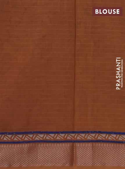 Maheshwari silk cotton saree sandal with allover block prints and thread woven border
