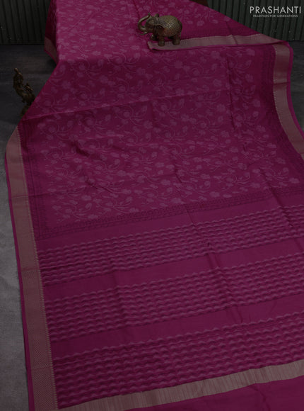 Maheshwari silk cotton saree pink with allover block prints and thread woven border