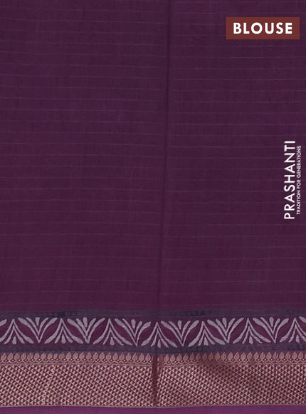 Maheshwari silk cotton saree purple with allover kalamkari block prints and thread woven border