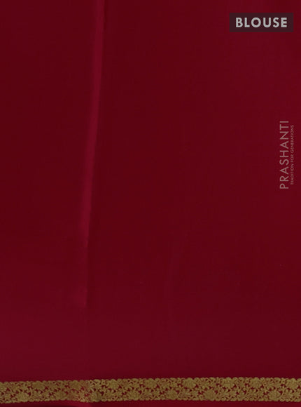 Pure mysore silk saree red with plain body and zari woven border