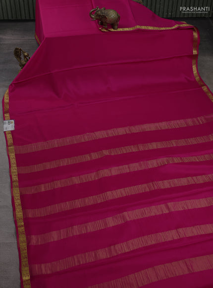 Pure mysore silk saree magenta pink with plain body and zari woven border