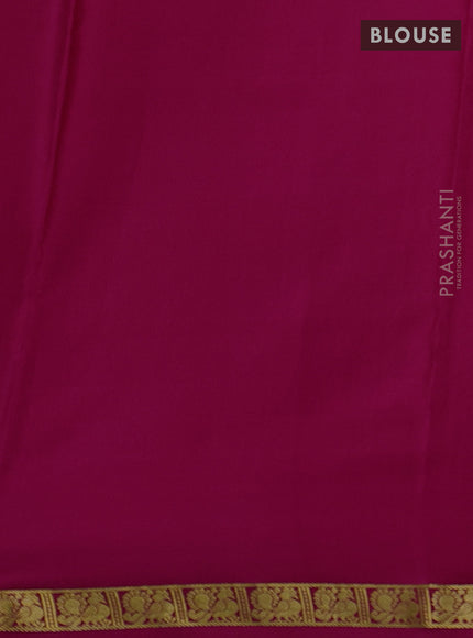 Pure mysore silk saree magenta pink with plain body and zari woven border