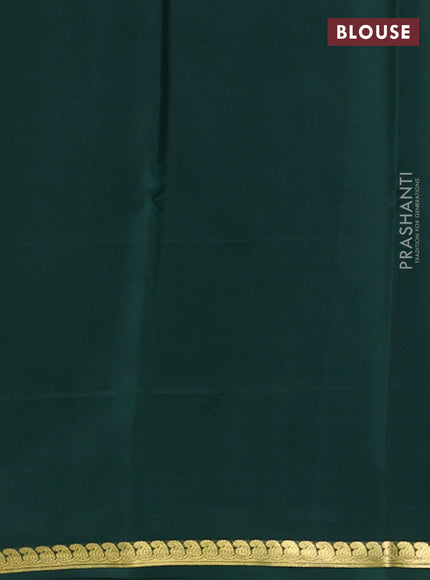 Pure mysore silk saree bottle green with plain body and zari woven border