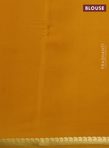 Pure mysore silk saree mustard yellow with plain body and zari woven border