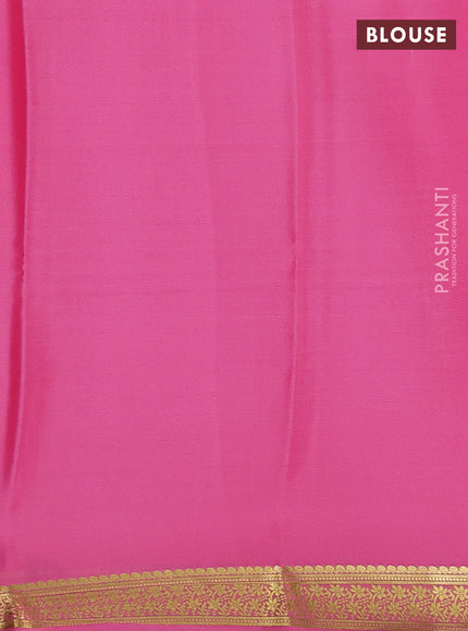 Pure mysore silk saree light pink with plain body and zari woven border