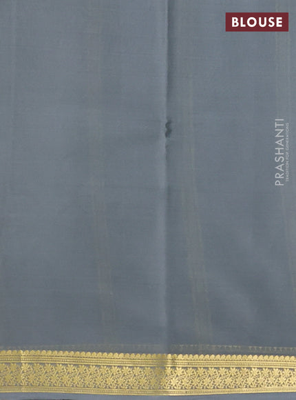 Pure mysore silk saree grey with plain body and zari woven border
