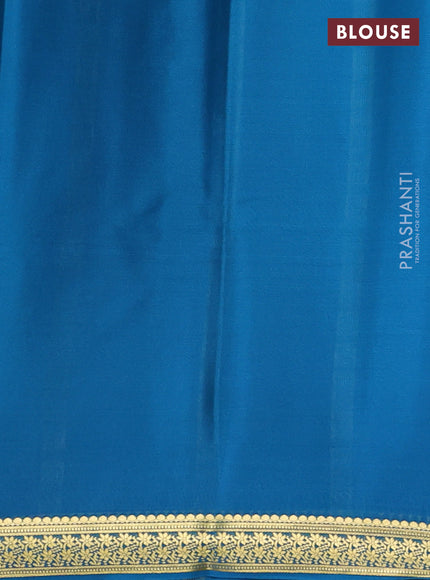 Pure mysore silk saree peacock blue with plain body and zari woven border