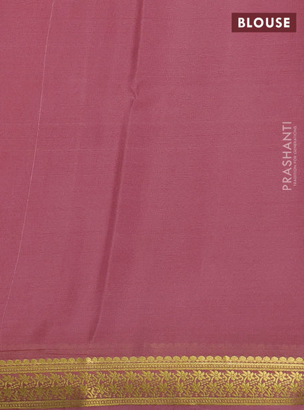 Pure mysore silk saree pastel peach with plain body and zari woven border