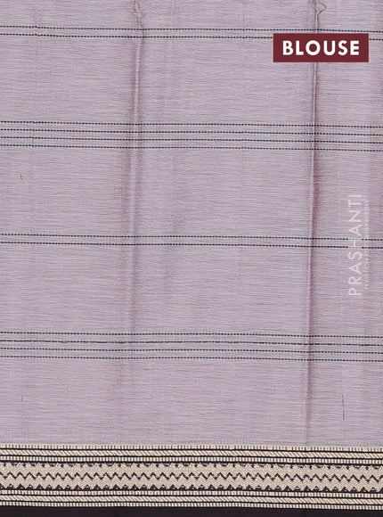 Narayanpet cotton saree grey shade and coffee brown with allover thread stripe pattern and thread woven border