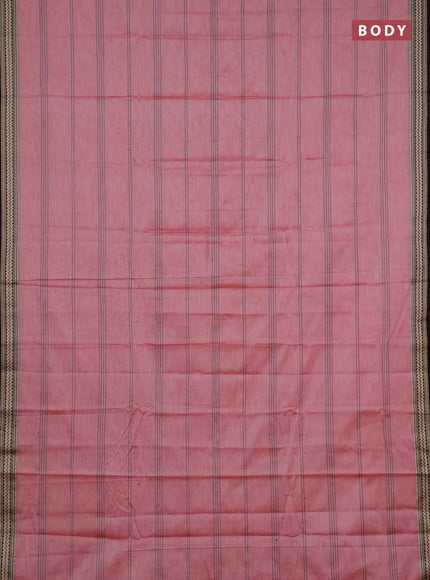 Narayanpet cotton saree red and deep maroon with allover thread stripe pattern and thread woven border