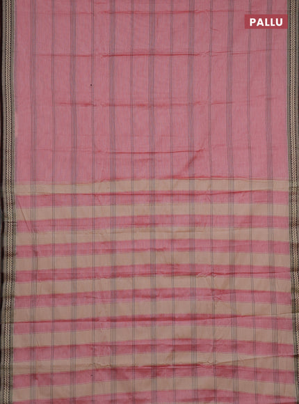 Narayanpet cotton saree red and deep maroon with allover thread stripe pattern and thread woven border