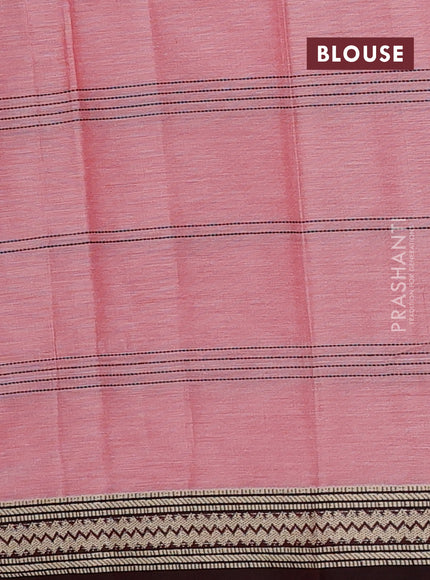 Narayanpet cotton saree red and deep maroon with allover thread stripe pattern and thread woven border