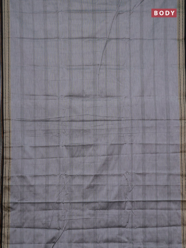 Narayanpet cotton saree grey shade and black with allover thread stripe pattern and thread woven border