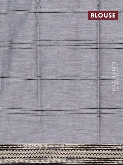 Narayanpet cotton saree grey shade and black with allover thread stripe pattern and thread woven border