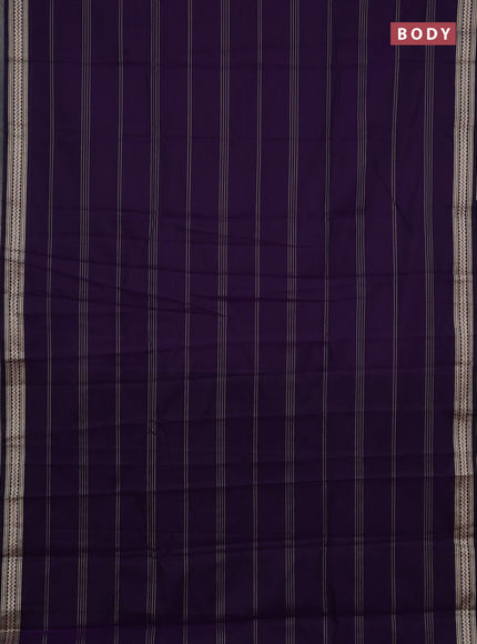 Narayanpet cotton saree violet with allover thread stripe pattern and thread woven border