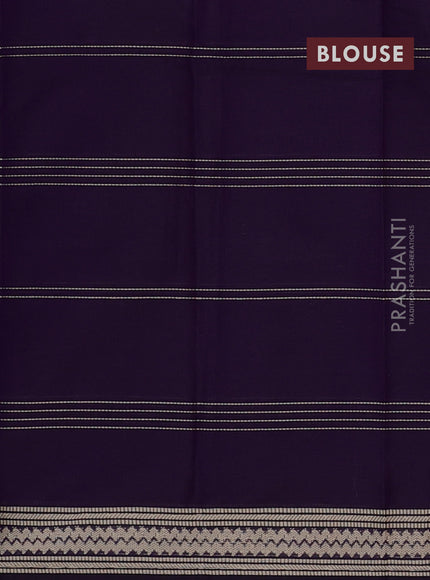 Narayanpet cotton saree violet with allover thread stripe pattern and thread woven border