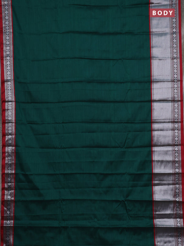 Narayanpet cotton saree green and maroon with plain body and long thread woven border