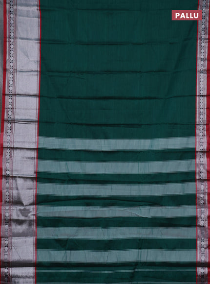 Narayanpet cotton saree green and maroon with plain body and long thread woven border