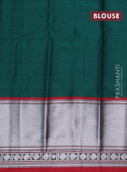 Narayanpet cotton saree green and maroon with plain body and long thread woven border