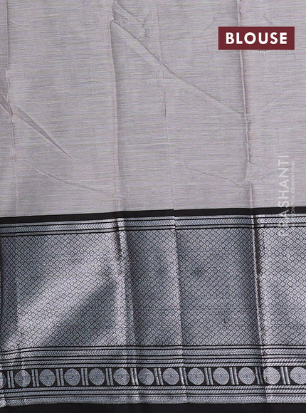 Narayanpet cotton saree beige and black with plain body and long silver zari woven border