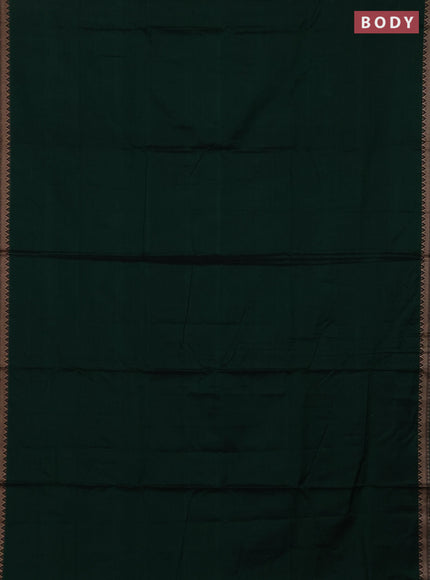 Narayanpet cotton saree green with plain body and small thread woven border