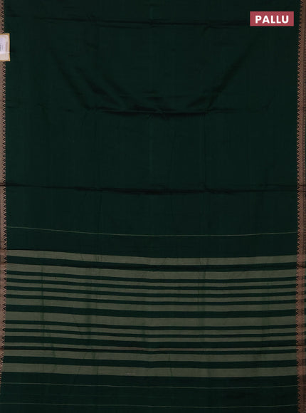 Narayanpet cotton saree green with plain body and small thread woven border