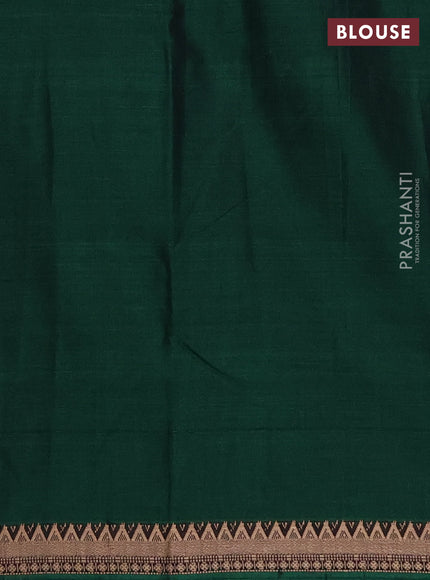 Narayanpet cotton saree green with plain body and small thread woven border
