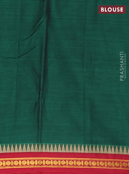 Narayanpet cotton saree green and maroon with plain body and temple design zari woven border