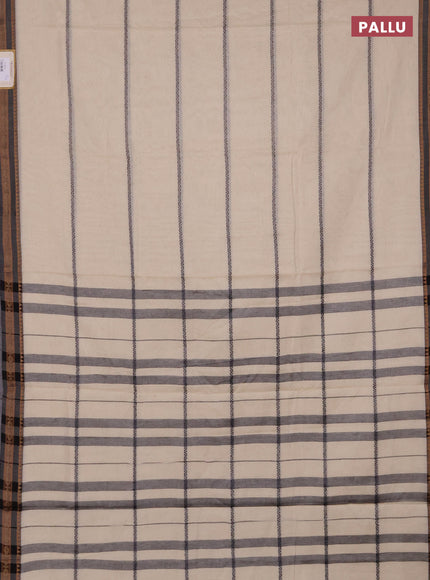 Narayanpet cotton saree cream and black with allover thread weaves and thread woven border