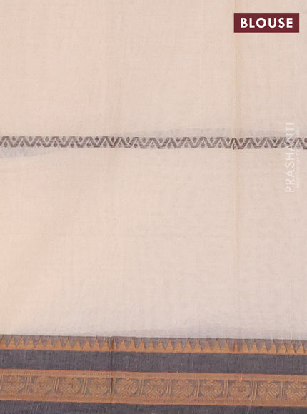 Narayanpet cotton saree cream and black with allover thread weaves and thread woven border