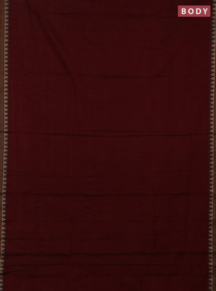 Narayanpet cotton saree deep maroon and green with plain body and thread woven border